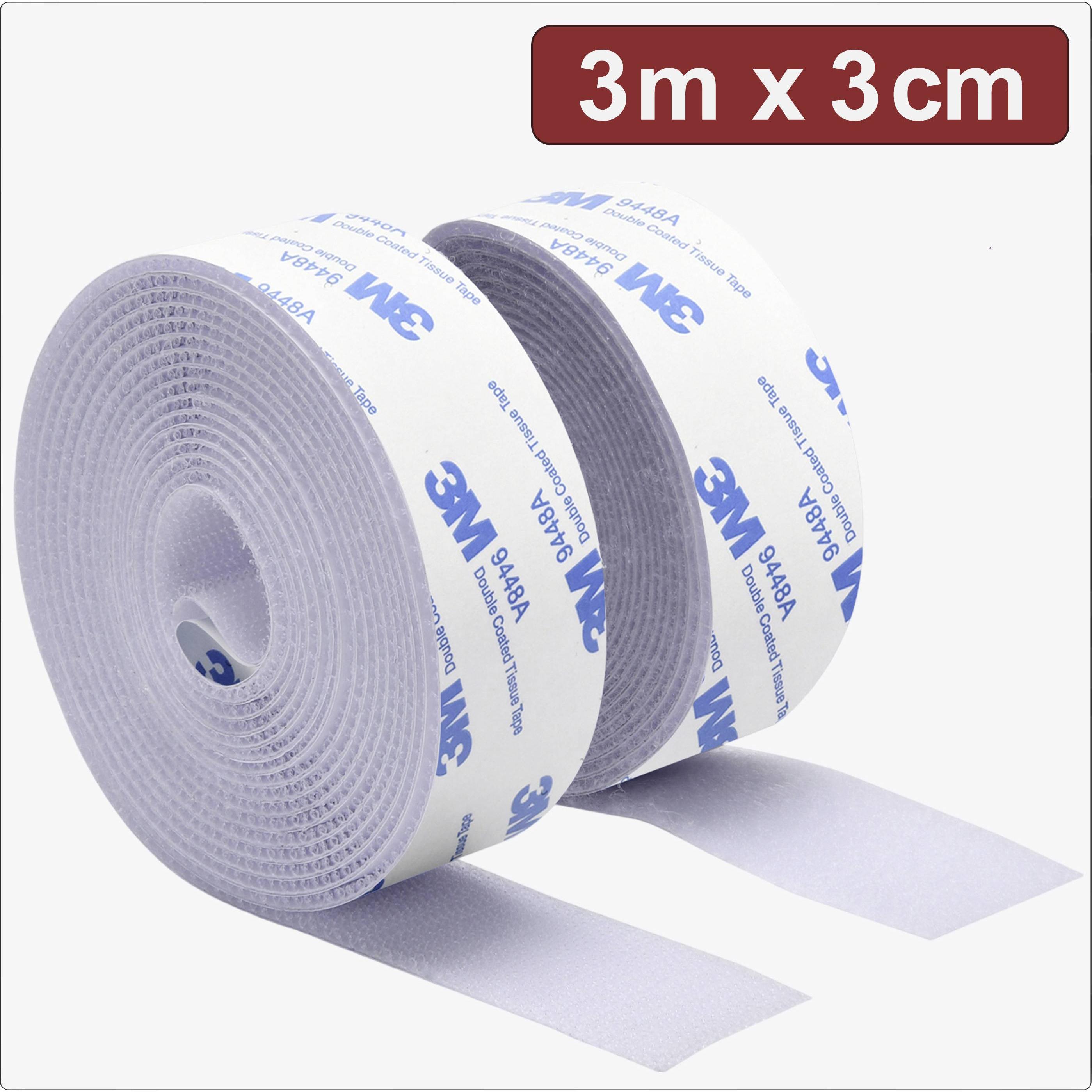 Quadrios, Nastro in velcro, 24CA324 Klettband zum Aufkleben Haft- und Flauschteil (L x B) 3 m x 3 c (30 mm)