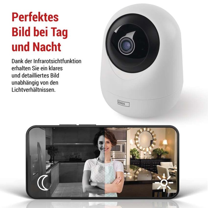 Immagine prodotto Emos GoSmart IP-220W telecamera di sorveglianza rotante con WiFi (2560 x 1440 Pixels)