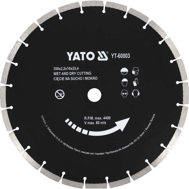 Yato, Sägeblatt, Diamanttrennscheibe - 24T - Ø 350mm - Für Betonsägen aller Marken
