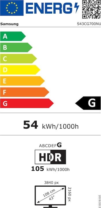Label énergétique Samsung Odyssey Neo G7 - G70NC (3840 x 2160 pixels, 43")
