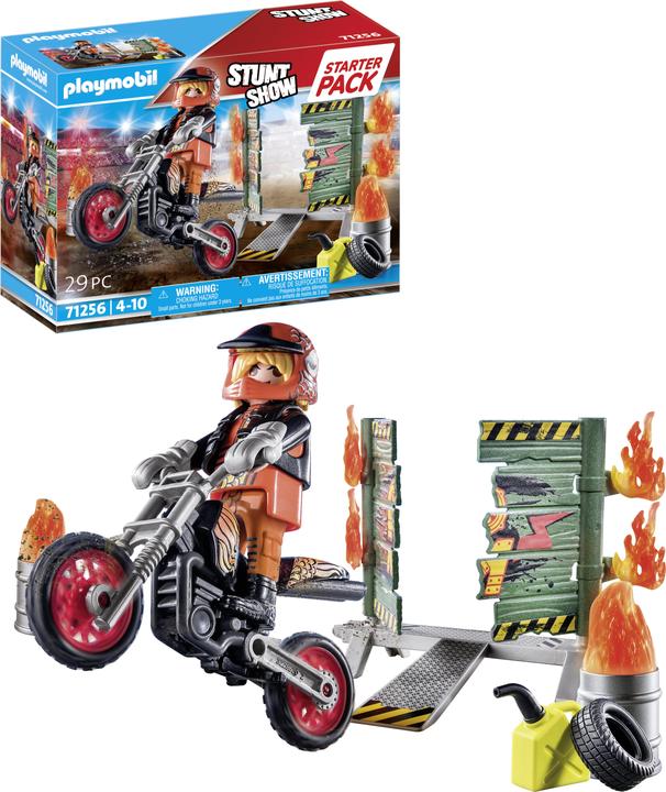 Produktbild Playmobil Motorrad mit Feuerwand (71256, Playmobil Stuntshow)