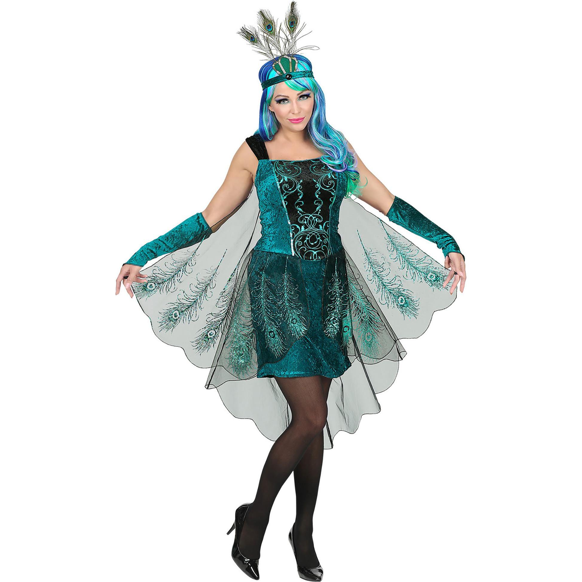 Widmann PFAU (Kleid mit Pfauenfeder Schleier, Armstulpen, Kopfschmuck), XS (XS)