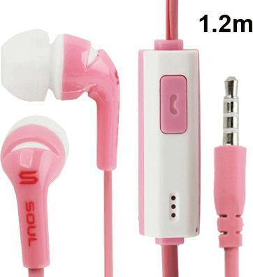Produktbild Hermex FLACH Kabel Stereo Bass in Ear Kopfhörer Microfon + vergoldete AUX-Stecker + ON OFF - Pink (Kabelgebunden)