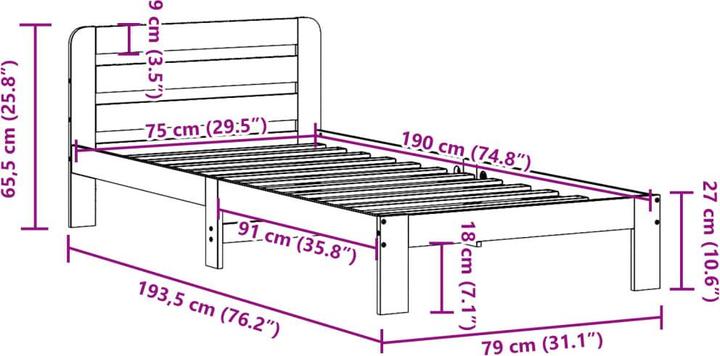 Produktbild vidaXL Bettgestell (180 x 200 cm)