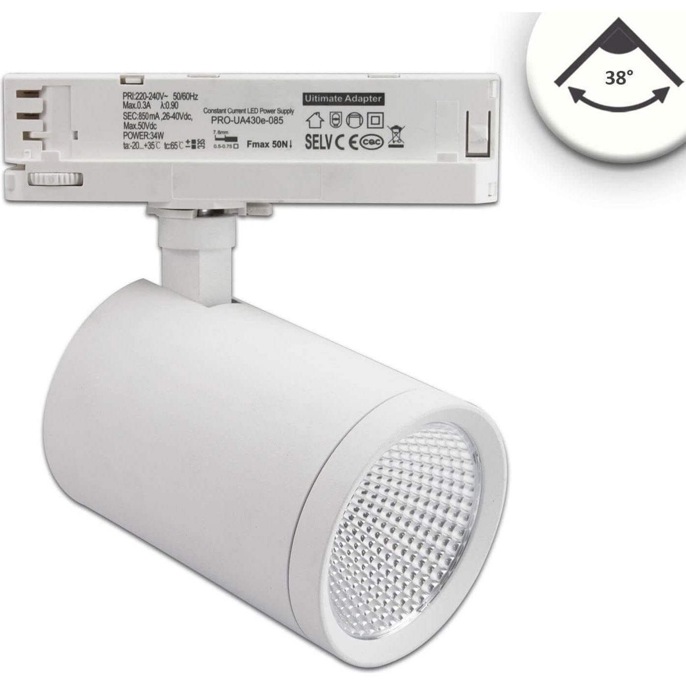 Isoled, Zubehör Beleuchtung, 3-PH Schienen-Strahler, 35W, 38°, weiss matt, 4000K, CRI90