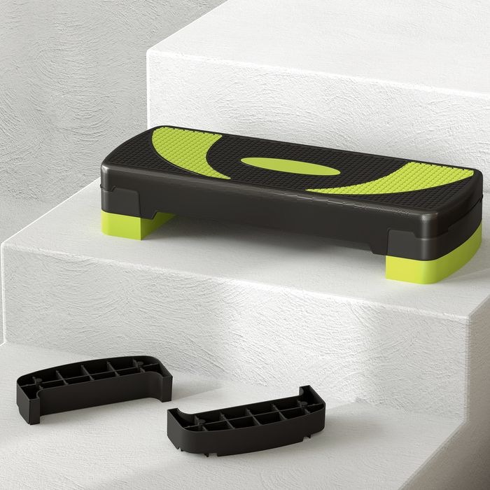 Immagine prodotto Swisshandel24 Steppbrett Aerobic-Stepper höhenverstellbar mit 3 Stufen (10/15/20 cm) Grün