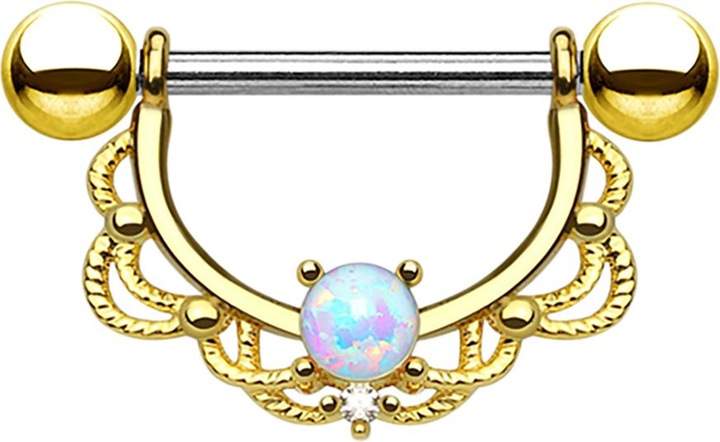 Immagine prodotto Star Piercing Barbell Halbkranz vergoldet mit Opal (senza ottone, Acciaio chirurgico 316L)