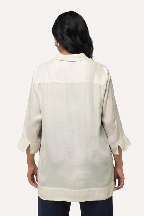Produktbild Ulla Popken Bluse, Cupromix, Boxy, Hemdkragen, 3/4-Arm (50, 52)