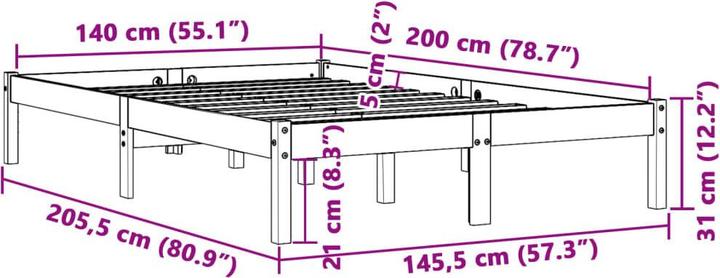 Image du produit vidaXL Bettrahmen (140 x 200 cm)