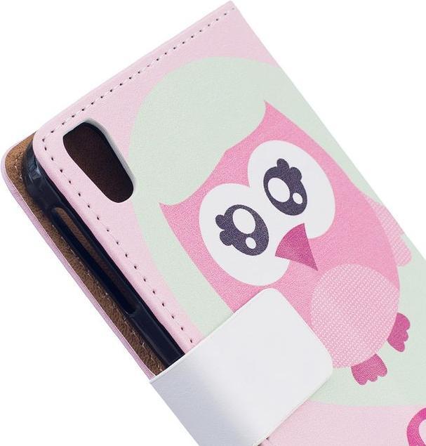 Produktbild MU Style Case aus Leder mit pinker Eule (Blackberry DTEK50)