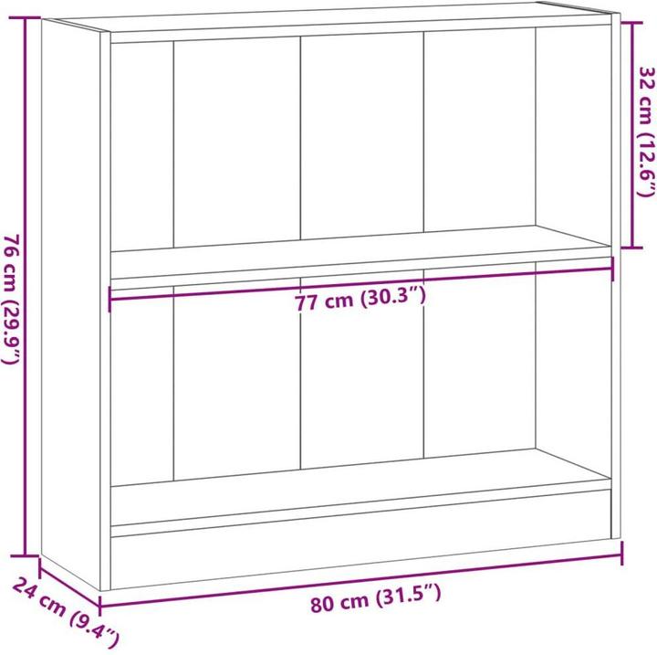 Produktbild vidaXL Bücherregal (80 x 24 x 76 cm)