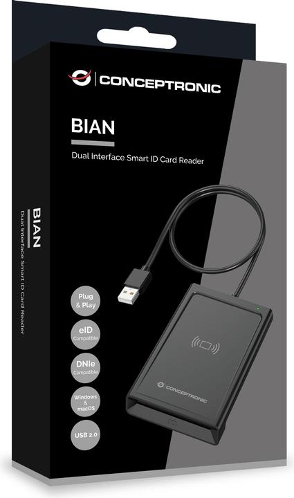 Produktbild Conceptronic Smart-ID Kartenleser USB-A schwarz (USB 2.0)