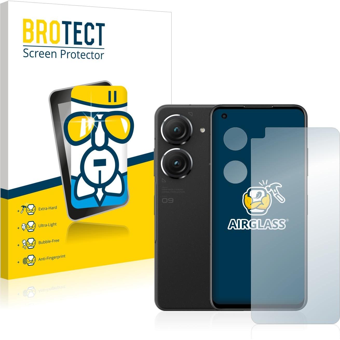 BROTECT AirGlass Panzerglasfolie (1 Stück, Asus Zenfone 9), Smartphone Schutzfolie, Transparent
