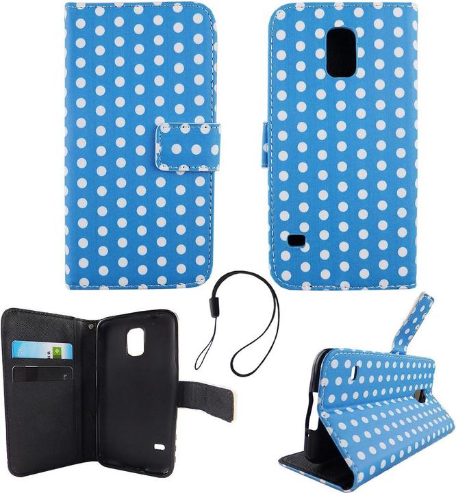 Produktbild König Design Schutz Hülle für Samsung Galaxy S5 / S5 Neo Polka Dot Blau Tasche Book Style (Samsung Galaxy S5, Samsung Galaxy S5 Neo)