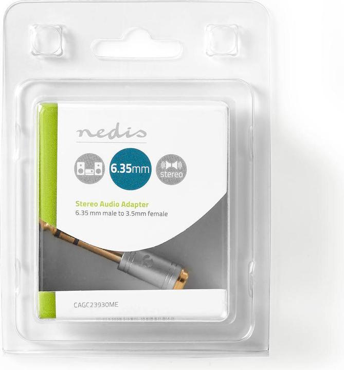 Productafbeelding Nedis Stereo Audio Adapter | 6,35 mm mannelijk | 3,5 mm vrouwelijk | Verguld | Recht | Metaal | Zilver (Jack adapter)