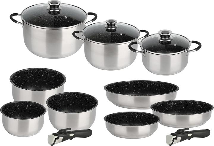 Actual product image Kamberg Stainless Steel Cookware Set (Frying pan, Pan set + pot set, Pot, Stainless steel, 28 x 5.50 cm)
