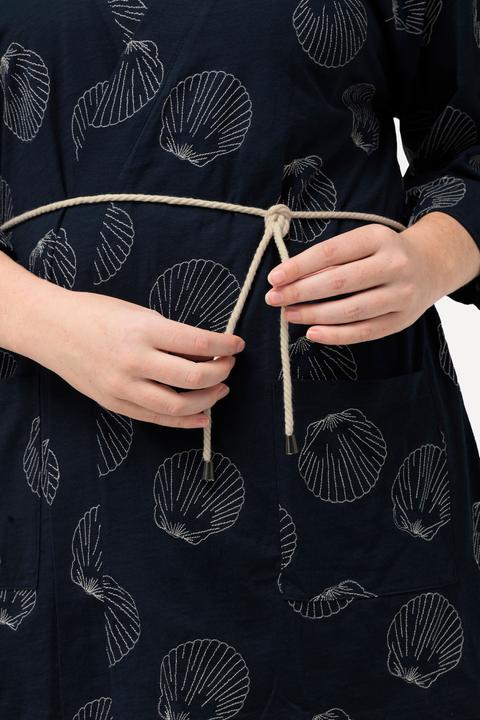Image du produit Ulla Popken Kimono en coton bio avec broderie, col V et manches 3/4 (50, 52)