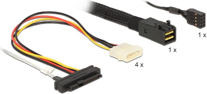 Image du produit Delock Câble Mini SAS HD x 4 SFF 8643 mâle > 4 x SAS 29 Pin SFF 8482 femelle