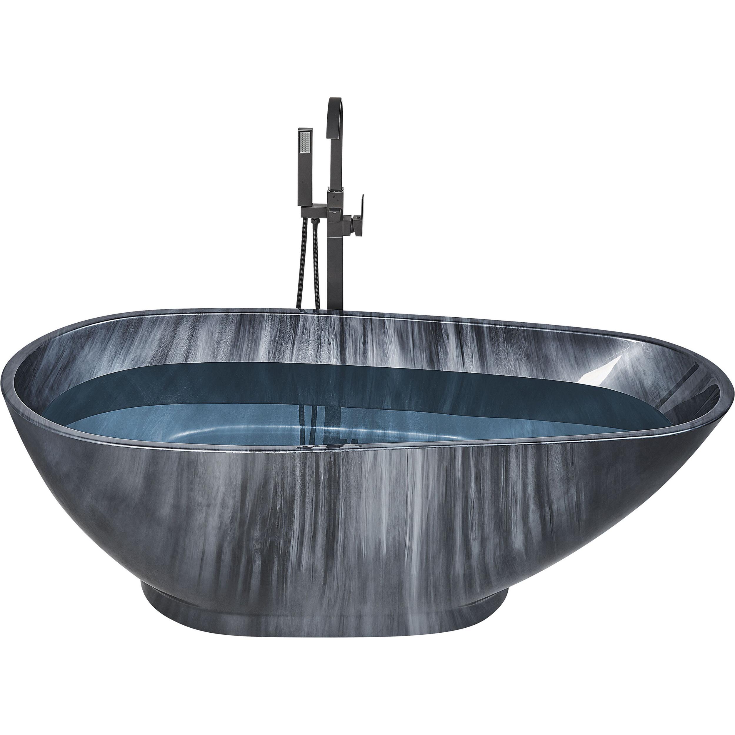 Thumbnail - Beliani, Badewanne, Badewanne freistehend schwarz Marmor Optik 170 x 80 cm RIOJA (178 l, 80 cm)