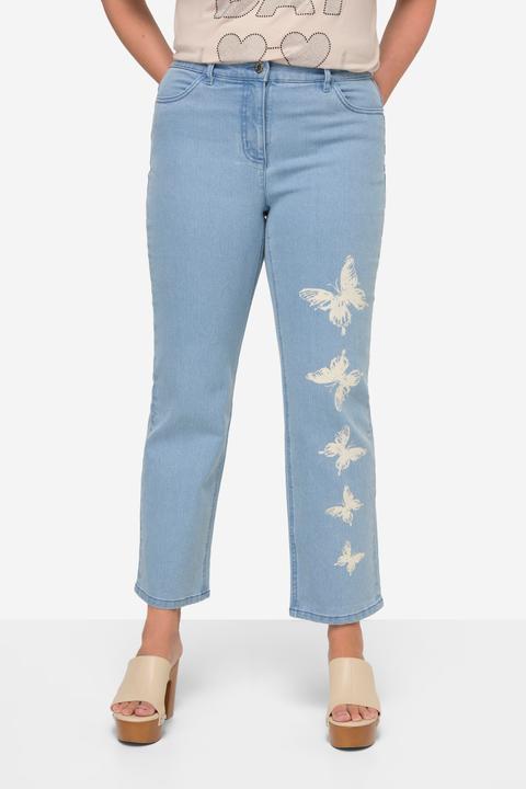 Image du produit Miamoda Jean coupe Straight Fit à 4 poches, papillons. Taille partiellement élastique (50)