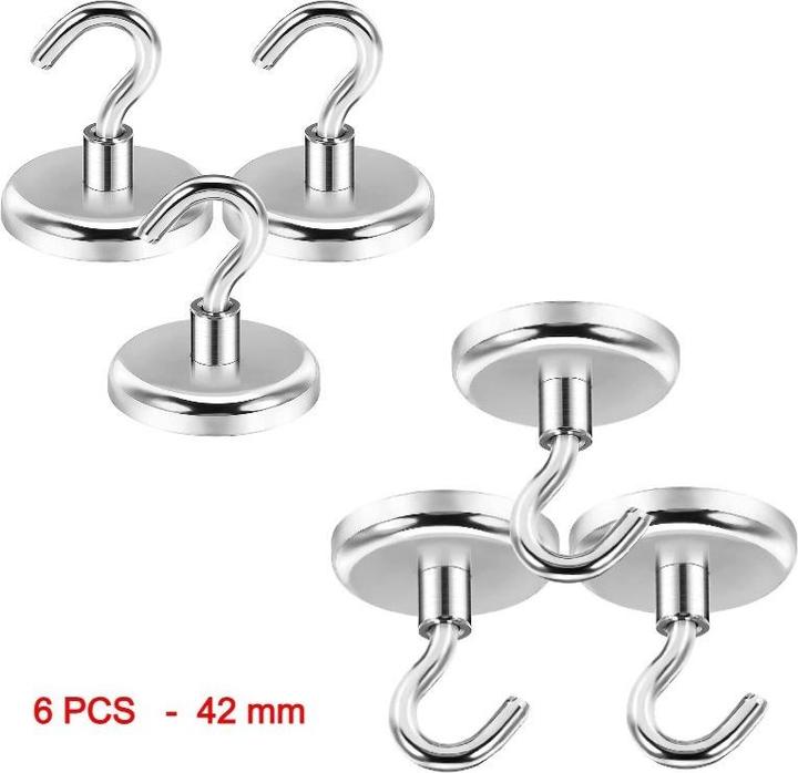 Swissdetector Magnete Haken - superstark ( Ø 42mm ) 72,5 Kg ( X 6 ) (6x)