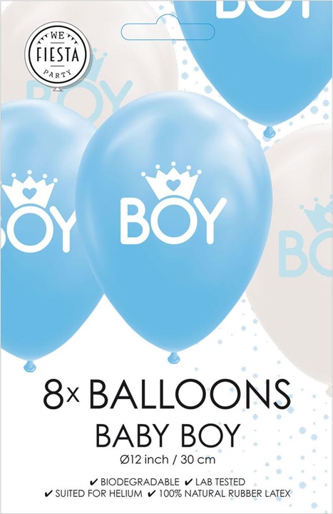 Produktbild Globos Luftballons Son Baby Blau/Weiss 30cm, 8St.