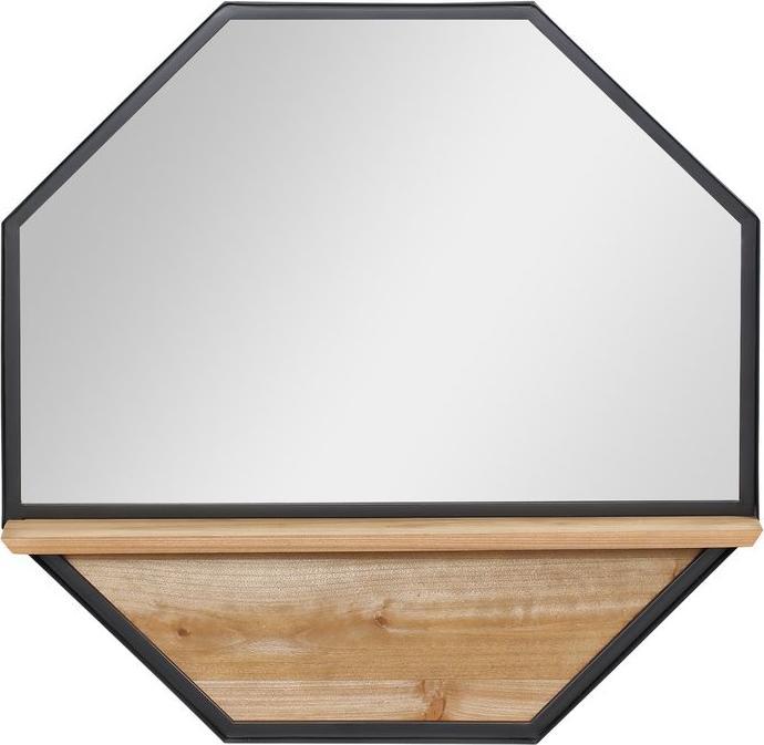 Produktbild Swisshandel24 61 x 61cm Achteck Wandspiegel Hängespiegel Wohnzimmerspiegel mit Regal Industrie-Design für Schlafzi (61 x 61 cm)