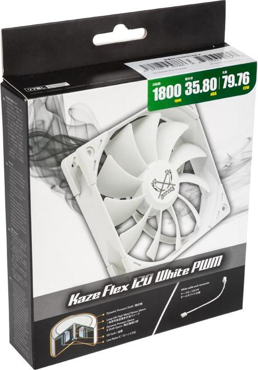 Actual product image Scythe Kaze Flex 120 White PWM fan, 300-1800rpm (120 mm, 1x)