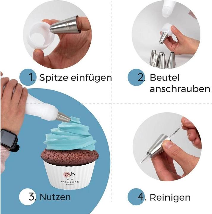 Actual product image Wenburg Spritzbeutel Set - 10-tlg. - Edelstahl-Tüllen (Piping bag set)