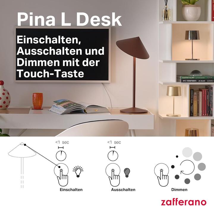 Image du produit Zafferano Draagbare Tafellamp mit Touch Control, dimmbar, drehbarer Kopf, aussen geeignet