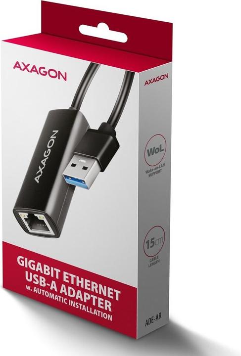 Produktbild Axagon ADE-AR, USB-A 3.2 Gen 1 - Gigabit Ethernet s????ov?? karta, Realtek 8153, auto instal (USB, USB 3.0, RJ45 (1x))