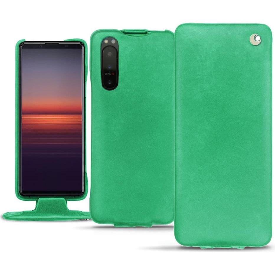 Noreve Lederschutzhülle vertikal (Sony Xperia 5 II), Smartphone Hülle, Grün