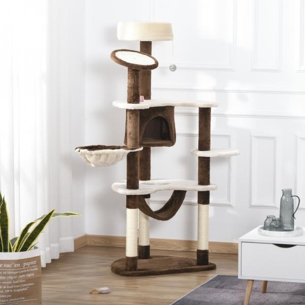 Actual product image PawHut Cat tree with sisal columns (153 cm, Coffee brown)