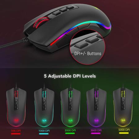 Actual product image Redragon M711 COBRA Mouse right USB Type-A Optical 10000 DPI (Cable)