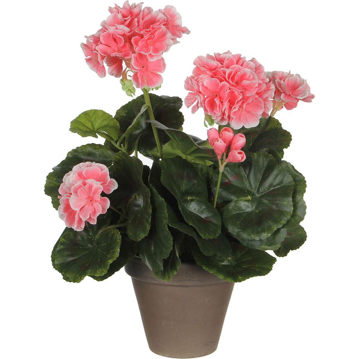 Mica Decorations, Kunstmatige planten, Kunstgeranium perzik in grijze pot (33 cm)