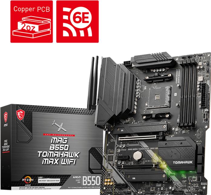 Produktbild MSI Mag B550 Tomahawk Max Wifi (AM4, AMD B550, ATX)