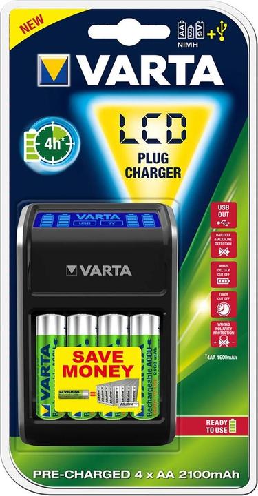 Produktbild Varta LCD Plug Charger (4 Stk., AA, Ladegerät inkl. Akku)