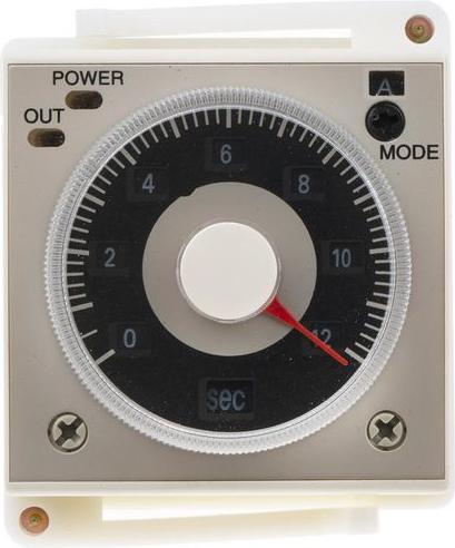 Actual product image RS PRO Timer relay, front panel mounting, 0.1 s 300h, 220V ac, 2 cont. Single, 2 changeover switches (S