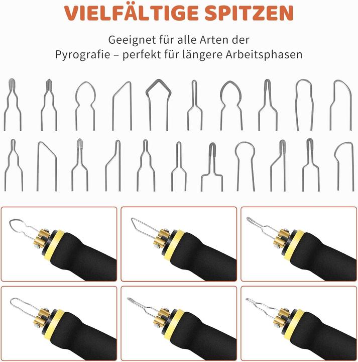 Produktbild Burnnove Pyrographie-Set mit LCD-Display und 21 Spitzen