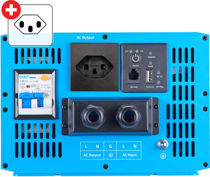 Produktbild Ective TSI 30 PRO 3000W/12V Sinus-Wechselrichter mit Netzvorrangschaltung (CH-Stecker)