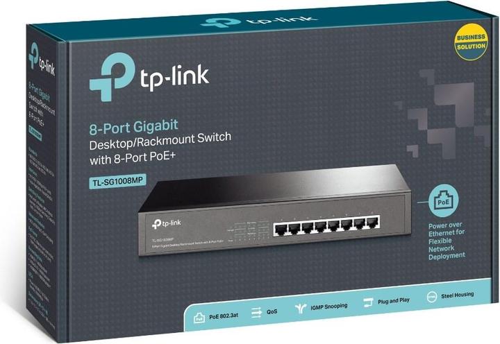 Produktbild TP-Link TL-SG1008MP - Switch - unmanaged - 8 x 10/100/1000 (PoE+) - desktop, rack-mountable - PoE+ ( (8 Ports)