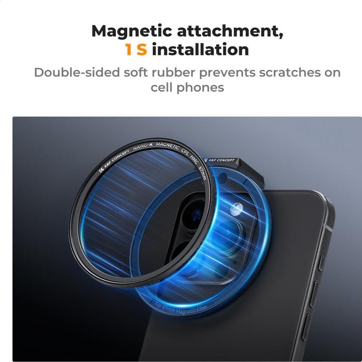 Produktbild K&F Concept 52mm Magnetic Phone Clip + 67mm Magnetic CPL Filter, HD, Coated, Waterproof, Scratch-resistant, Clea