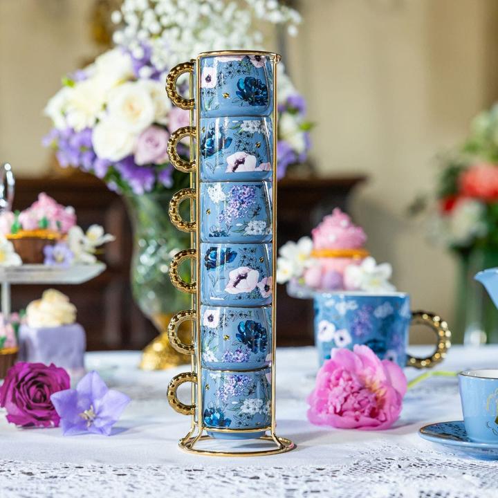 Immagine prodotto Bialetti Set mit 6 Espressotassen auf einem Bridgerton-Ständer (60 ml, 6 x)