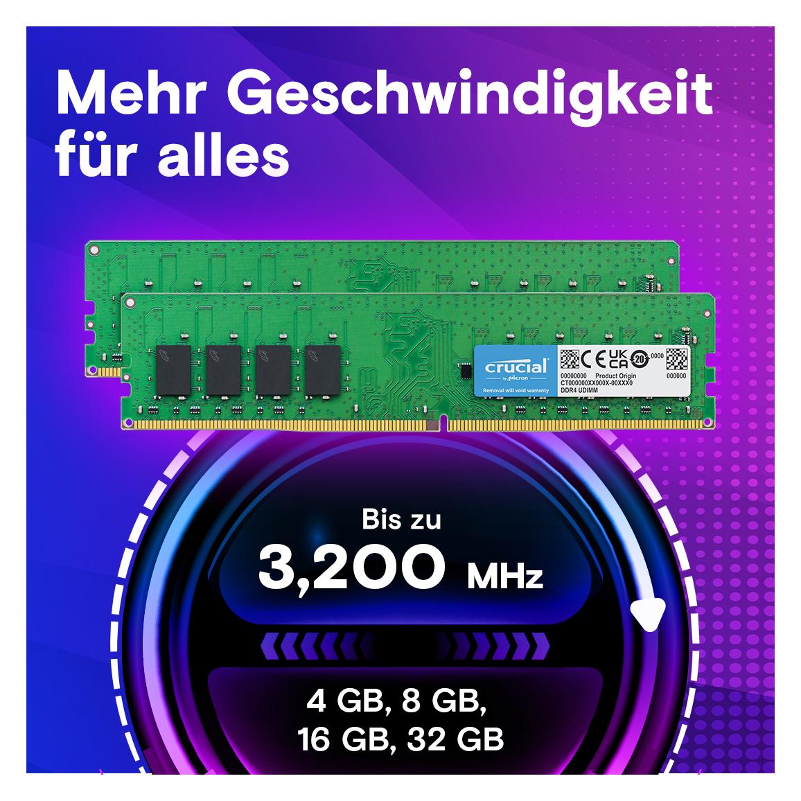 Crucial Desktop Memory (2 x 8GB, 3200 MHz, DDR4-RAM)