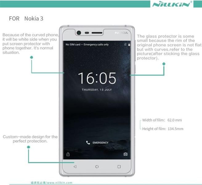 Actual product image Nillkin Super Clear Series (1 Piece, Nokia 3)