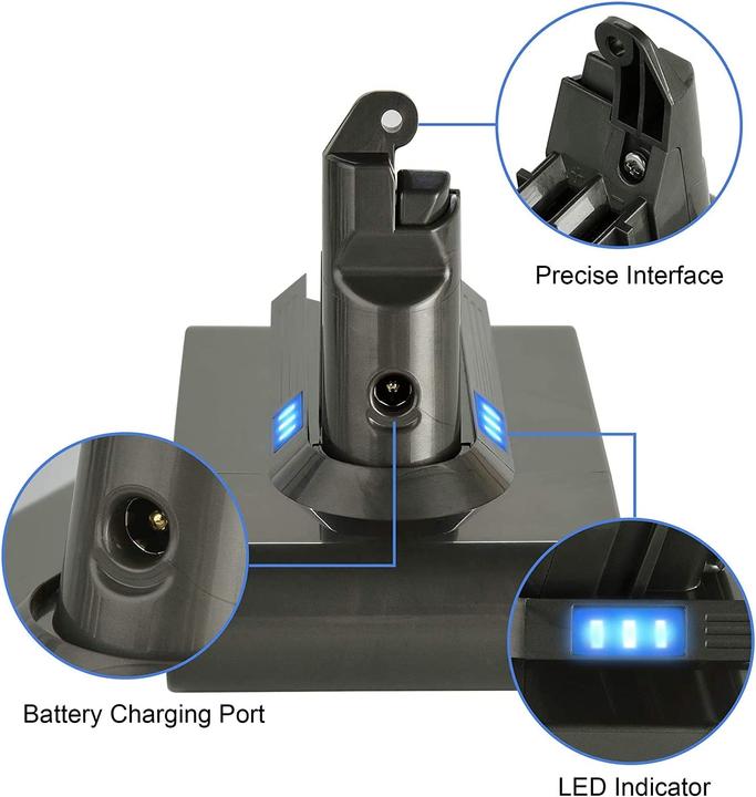 Actual product image Kunlun V6 Replacement Battery 4000mAh for Dyson Vacuum Cleaner