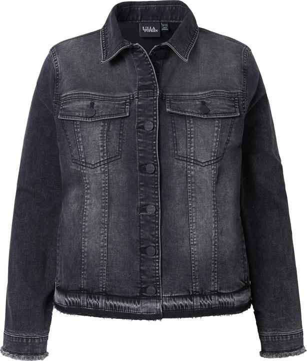 Immagine prodotto Ulla Popken Giacca di jeans con orli sfrangiati, collo da camicia e maniche lunghe (58)