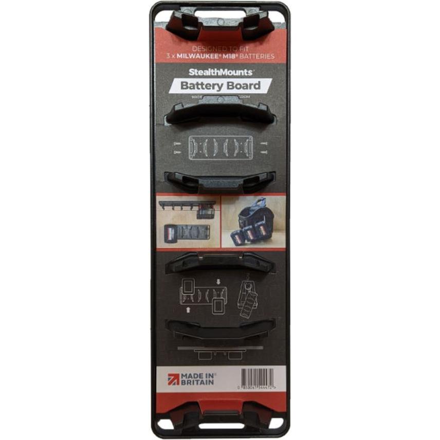 StealthMounts BD-MW18-1 Schwarzer Batteriehalter für Milwaukee M18, Accessori pile + batterie, Nero