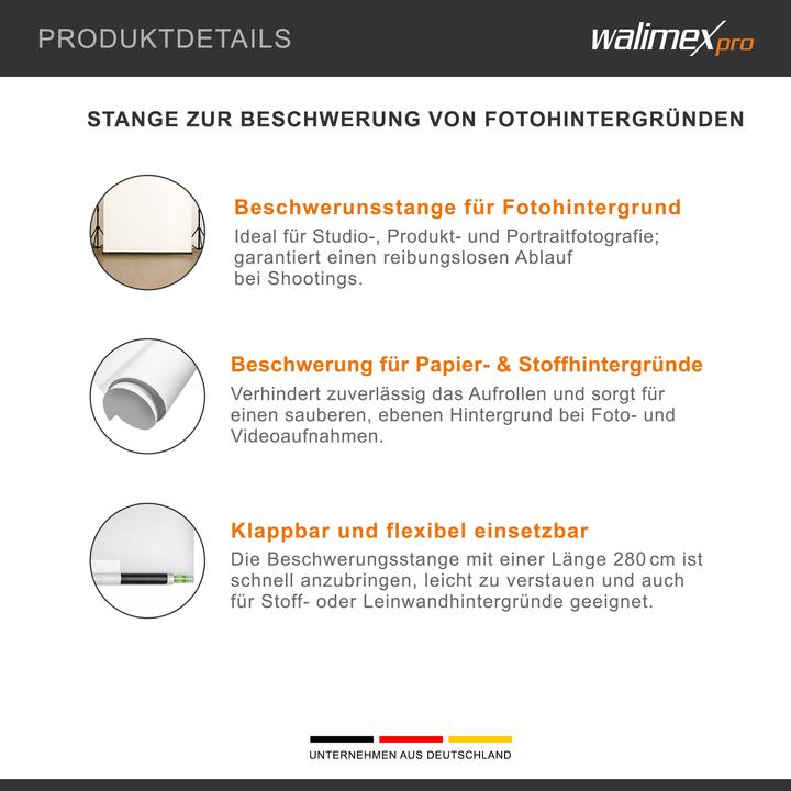 Image du produit Walimex Barre de lestage pour arrière-plans 280cm