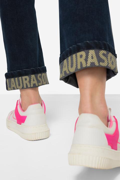 Image du produit Laurasøn Jeans, Straight Fit, 5-Pocket, Saum-Umschlag mit Schriftzug (44)